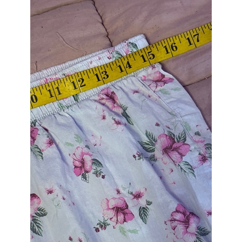 Love By Gap Womens White Pink Floral Pajama Lounge Pants Cotton Size Medium - Picture 6 of 7